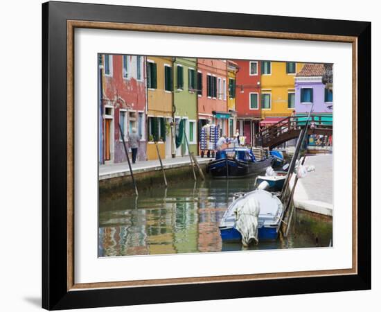 Colorful Burano City Homes Reflecting in the Canal, Italy-Terry Eggers-Framed Photographic Print