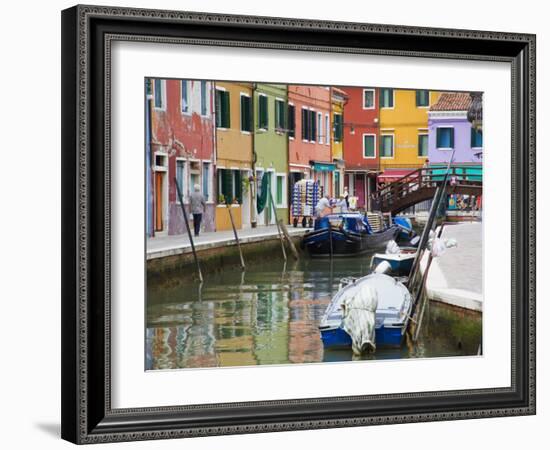 Colorful Burano City Homes Reflecting in the Canal, Italy-Terry Eggers-Framed Photographic Print