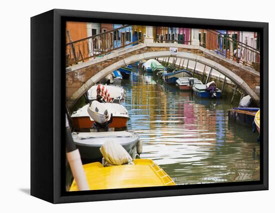 Colorful Burano City Homes Reflecting in the Canal, Italy-Terry Eggers-Framed Premier Image Canvas