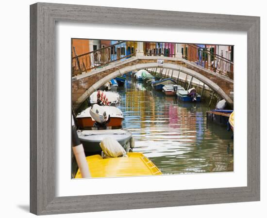 Colorful Burano City Homes Reflecting in the Canal, Italy-Terry Eggers-Framed Photographic Print