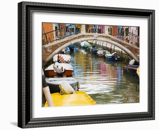 Colorful Burano City Homes Reflecting in the Canal, Italy-Terry Eggers-Framed Photographic Print