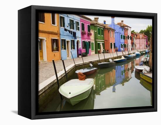 Colorful Burano City Homes Reflecting in the Canal, Italy-Terry Eggers-Framed Premier Image Canvas