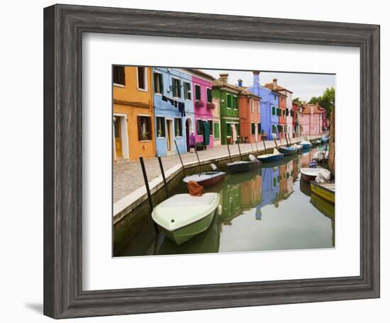 Colorful Burano City Homes Reflecting in the Canal, Italy-Terry Eggers-Framed Photographic Print