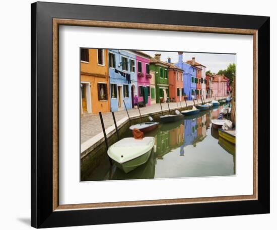 Colorful Burano City Homes Reflecting in the Canal, Italy-Terry Eggers-Framed Photographic Print