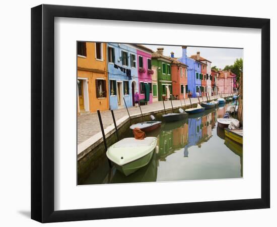 Colorful Burano City Homes Reflecting in the Canal, Italy-Terry Eggers-Framed Photographic Print