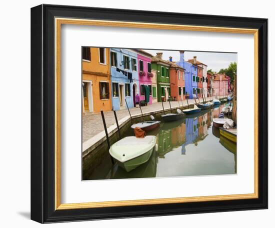 Colorful Burano City Homes Reflecting in the Canal, Italy-Terry Eggers-Framed Photographic Print