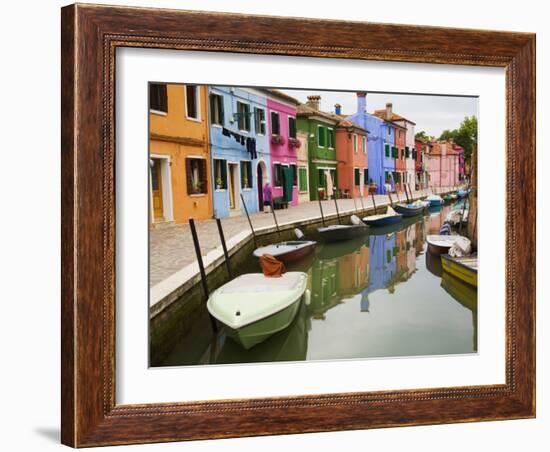 Colorful Burano City Homes Reflecting in the Canal, Italy-Terry Eggers-Framed Photographic Print