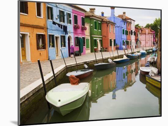 Colorful Burano City Homes Reflecting in the Canal, Italy-Terry Eggers-Mounted Photographic Print