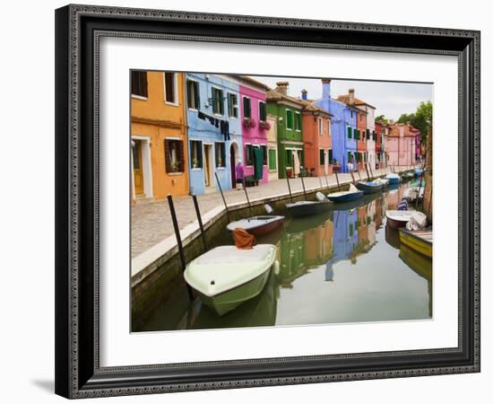 Colorful Burano City Homes Reflecting in the Canal, Italy-Terry Eggers-Framed Photographic Print