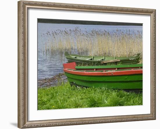 Colorful Canoe by Lake, Trakai, Lithuania-Keren Su-Framed Photographic Print