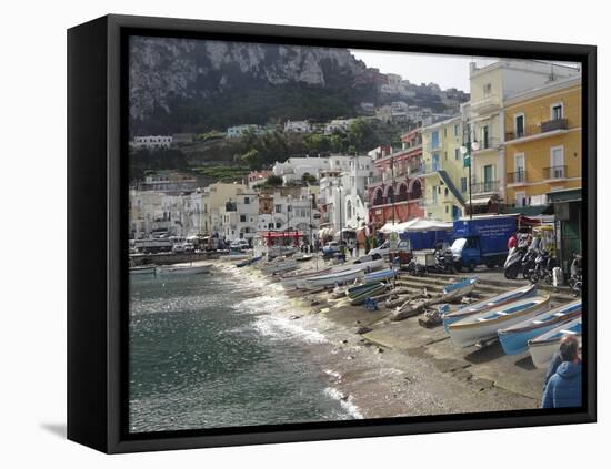 Colorful Capri Boats on the Shore-Markus Bleichner-Framed Stretched Canvas