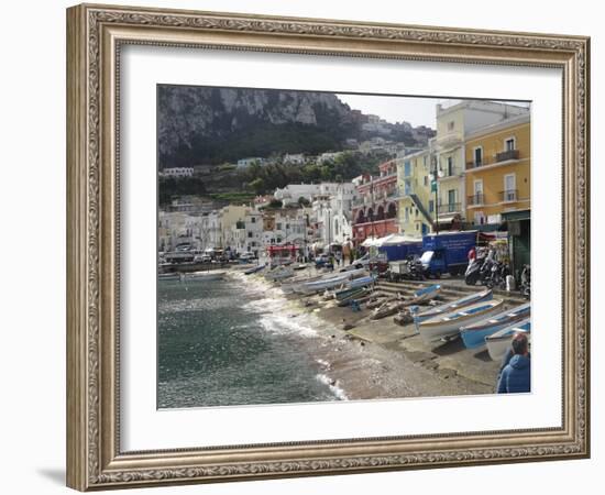 Colorful Capri Boats on the Shore-Markus Bleichner-Framed Art Print