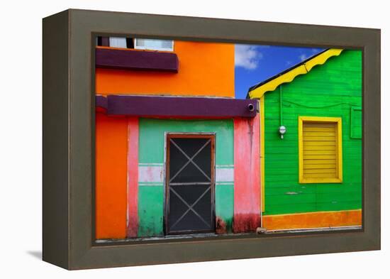 Colorful Caribbean Houses Tropical Vivid Colors Isla Mujeres Mexico-holbox-Framed Premier Image Canvas