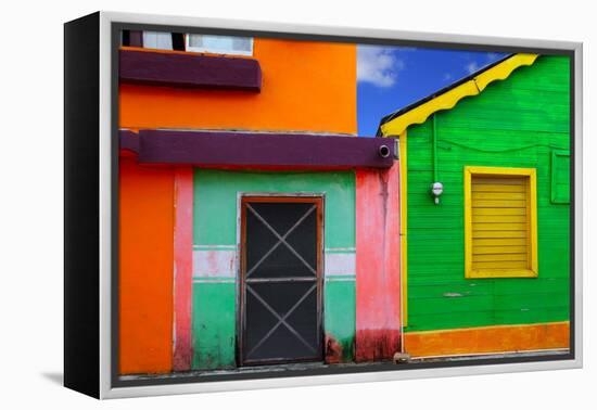 Colorful Caribbean Houses Tropical Vivid Colors Isla Mujeres Mexico-holbox-Framed Premier Image Canvas
