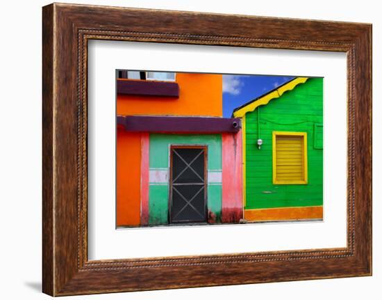 Colorful Caribbean Houses Tropical Vivid Colors Isla Mujeres Mexico-holbox-Framed Photographic Print