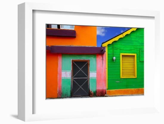 Colorful Caribbean Houses Tropical Vivid Colors Isla Mujeres Mexico-holbox-Framed Photographic Print