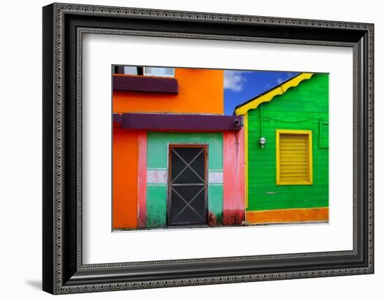 Colorful Caribbean Houses Tropical Vivid Colors Isla Mujeres Mexico-holbox-Framed Photographic Print