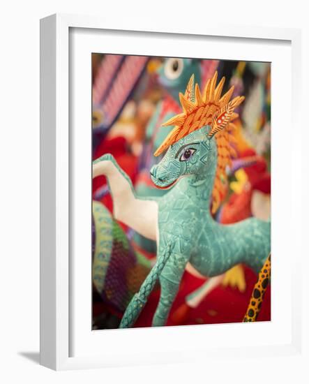 Colorful carved wooden figure (alebrije) of a horse, Oaxaca valley, Oaxaca, Mexico, North America-Melissa Kuhnell-Framed Photographic Print