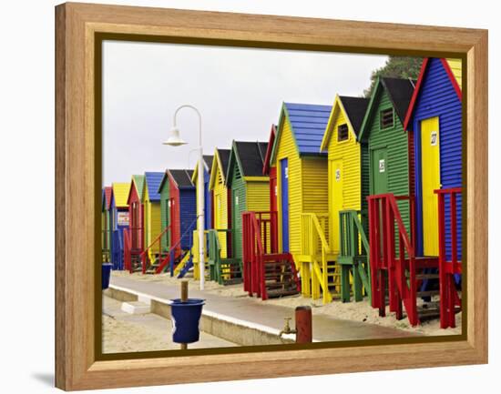 Colorful Changing Houses, False Bay Beach, St James, South Africa-Charles Crust-Framed Premier Image Canvas