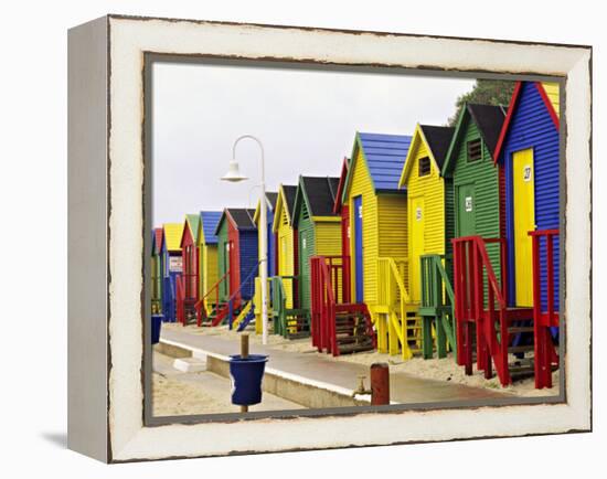 Colorful Changing Houses, False Bay Beach, St James, South Africa-Charles Crust-Framed Premier Image Canvas