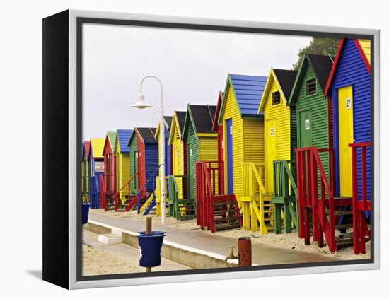 Colorful Changing Houses, False Bay Beach, St James, South Africa-Charles Crust-Framed Premier Image Canvas