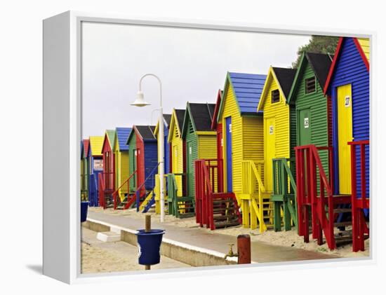 Colorful Changing Houses, False Bay Beach, St James, South Africa-Charles Crust-Framed Premier Image Canvas