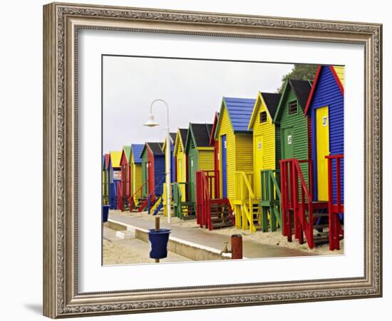 Colorful Changing Houses, False Bay Beach, St James, South Africa-Charles Crust-Framed Photographic Print