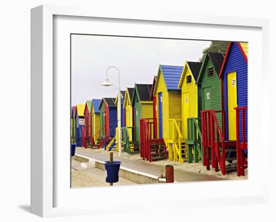 Colorful Changing Houses, False Bay Beach, St James, South Africa-Charles Crust-Framed Photographic Print