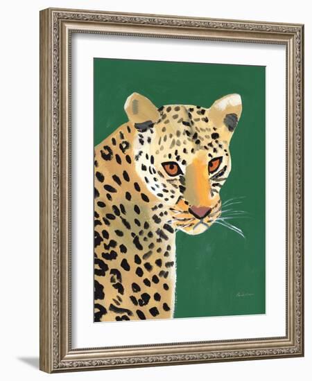 Colorful Cheetah on Emerald-Pamela Munger-Framed Art Print