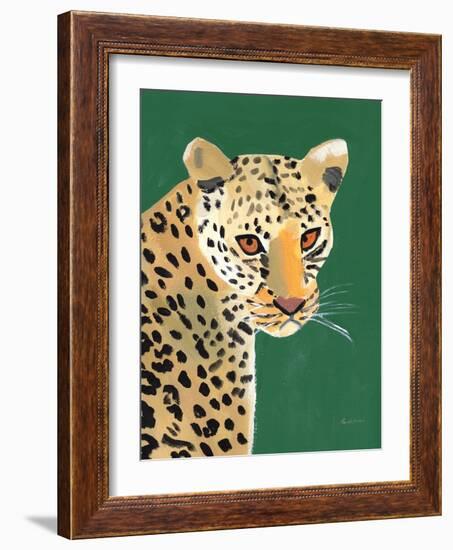 Colorful Cheetah on Emerald-Pamela Munger-Framed Art Print