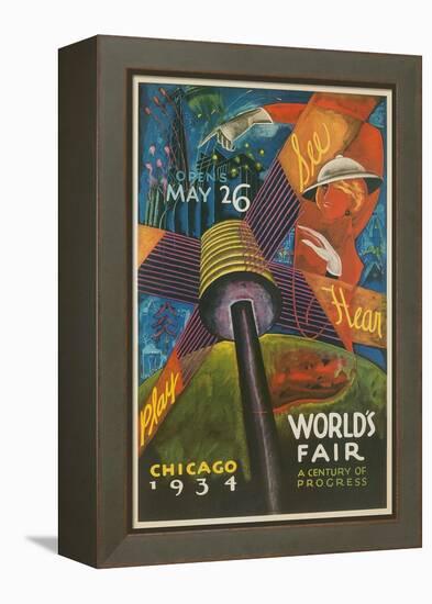 Colorful Chicago Worlds Fair Poster-null-Framed Stretched Canvas