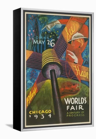 Colorful Chicago Worlds Fair Poster-null-Framed Stretched Canvas