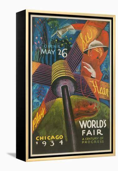 Colorful Chicago Worlds Fair Poster-null-Framed Stretched Canvas