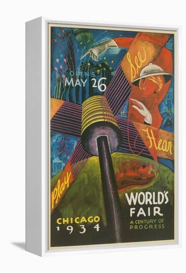 Colorful Chicago Worlds Fair Poster-null-Framed Stretched Canvas