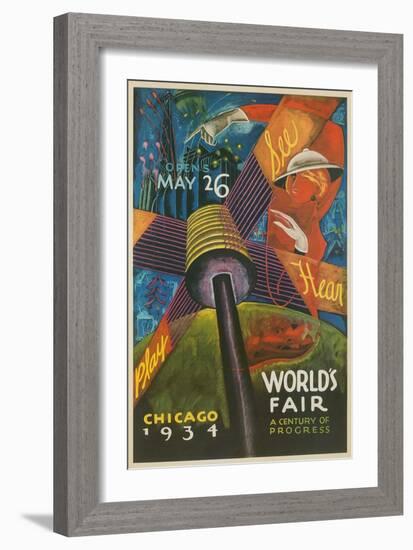 Colorful Chicago Worlds Fair Poster-null-Framed Art Print