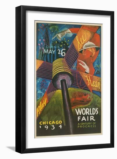 Colorful Chicago Worlds Fair Poster-null-Framed Art Print
