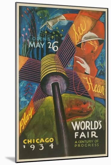 Colorful Chicago Worlds Fair Poster-null-Mounted Art Print