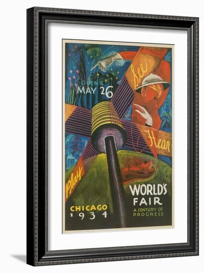 Colorful Chicago Worlds Fair Poster-null-Framed Art Print