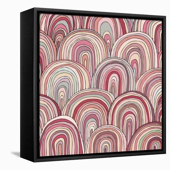 Colorful Circle Modern Abstract Design Pattern-Melindula-Framed Stretched Canvas