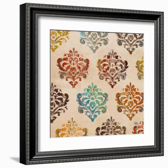 Colorful Damask Square I-Tiffany Hakimipour-Framed Art Print