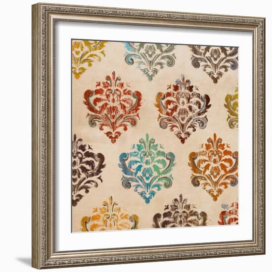 Colorful Damask Square I-Tiffany Hakimipour-Framed Art Print