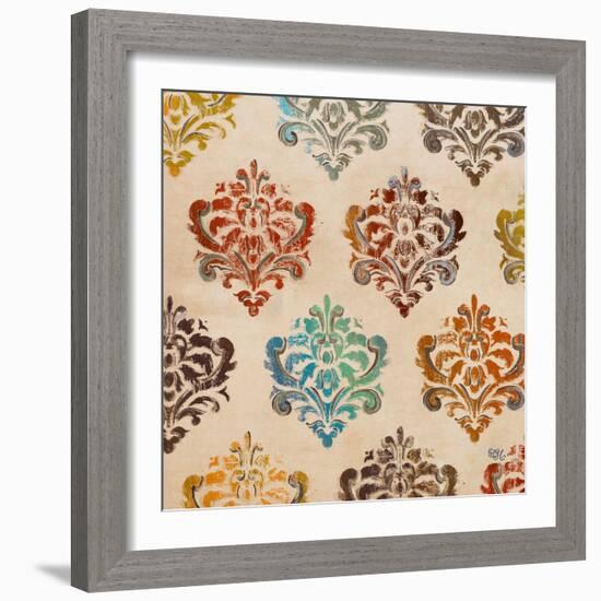 Colorful Damask Square I-Tiffany Hakimipour-Framed Art Print