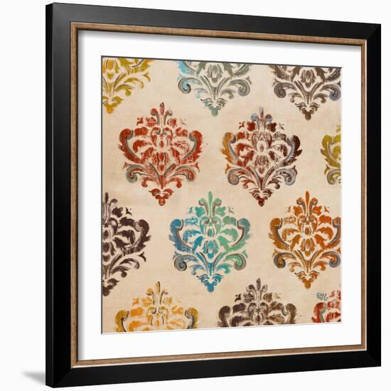 Colorful Damask Square I-Tiffany Hakimipour-Framed Art Print