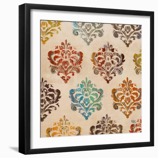 Colorful Damask Square I-Tiffany Hakimipour-Framed Art Print