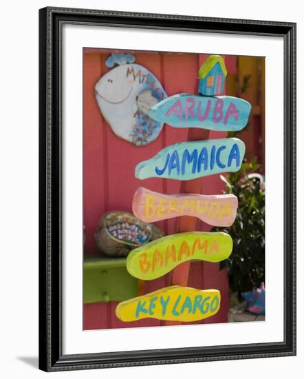 Colorful Directions Sign, Pine Island, Florida, USA-Walter Bibikow-Framed Photographic Print