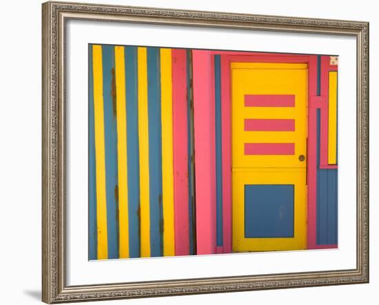 Colorful Doorway, New Providence Island, Bahamas, Caribbean-Walter Bibikow-Framed Photographic Print