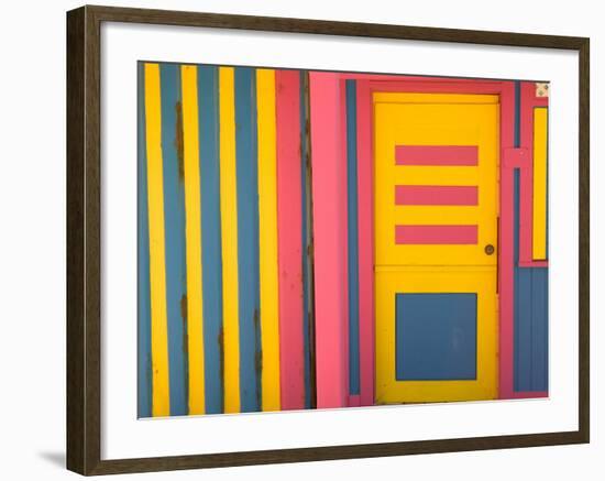 Colorful Doorway, New Providence Island, Bahamas, Caribbean-Walter Bibikow-Framed Photographic Print