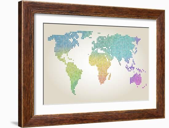 Colorful Dotted World Map-Cyborgwitch-Framed Art Print