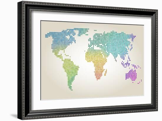 Colorful Dotted World Map-Cyborgwitch-Framed Art Print