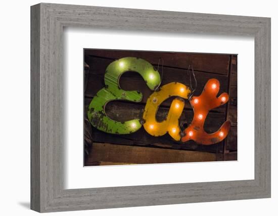 Colorful 'Eat' Antique Sign, New York City, New York, USA-Julien McRoberts-Framed Premium Photographic Print